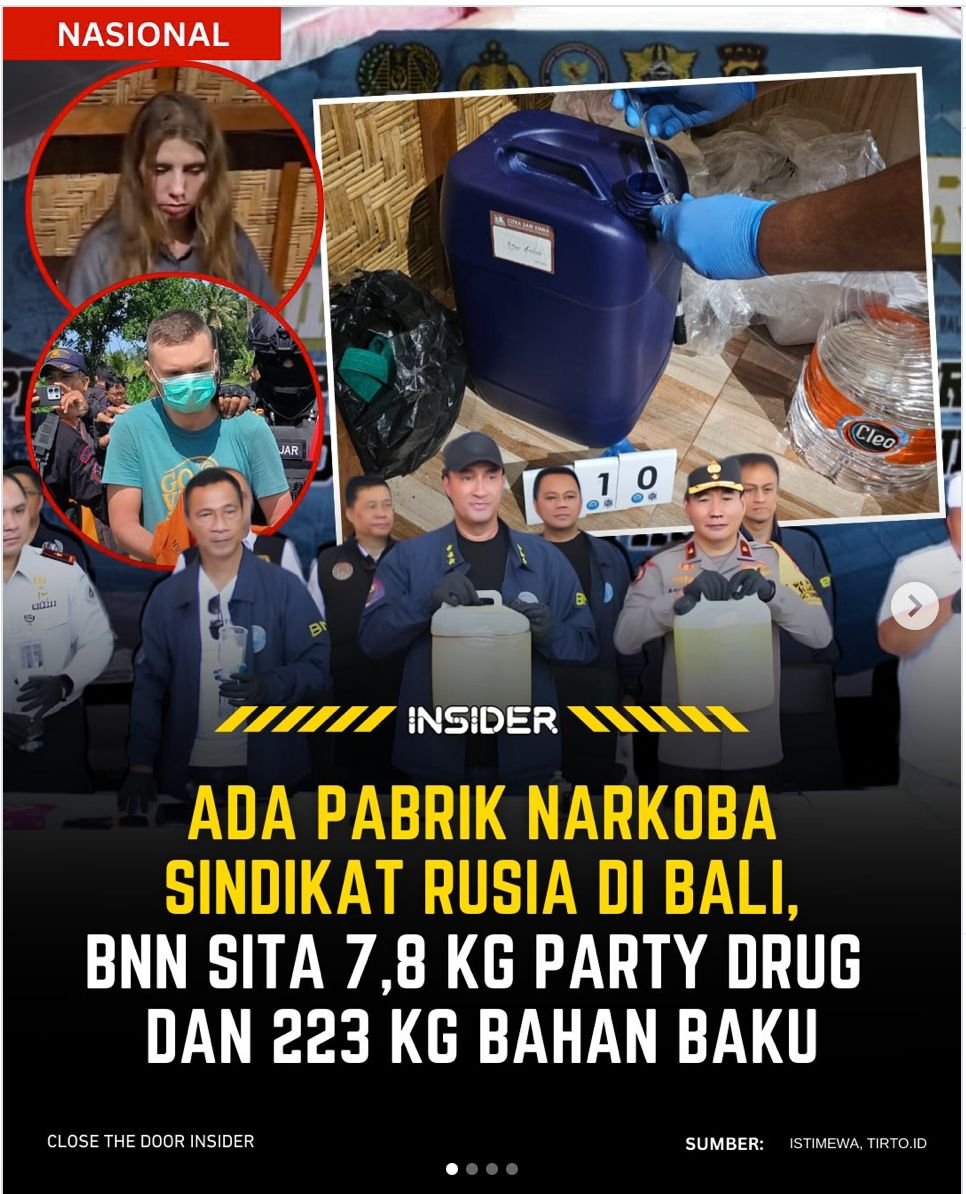 Bongkar Pabrik Narkoba di Bali BNN Sita 7.8 KG Party Drugs Dan 223 KG Bahan Baku